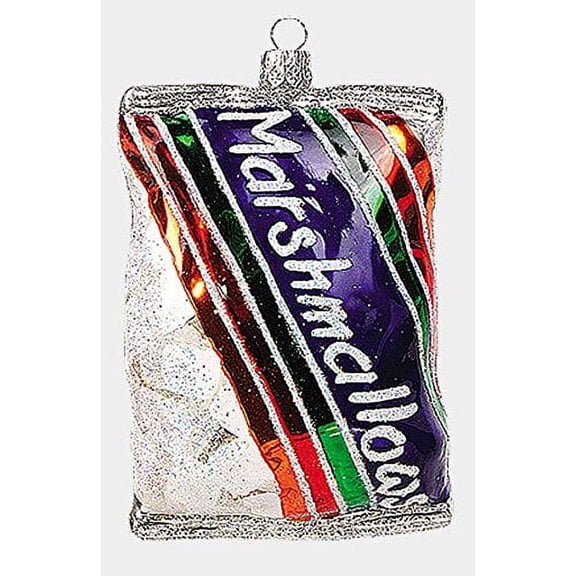Bag of Marshmallows Food Polish Mouth Blown Glass Christmas Ornament Decoration