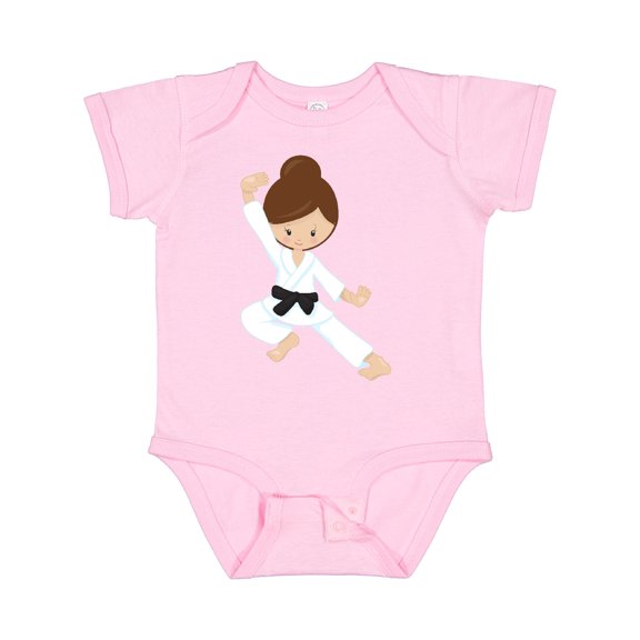 Inktastic Karate Girl, Cute Girl, Black Belt, Brown Hair Girls Baby Bodysuit
