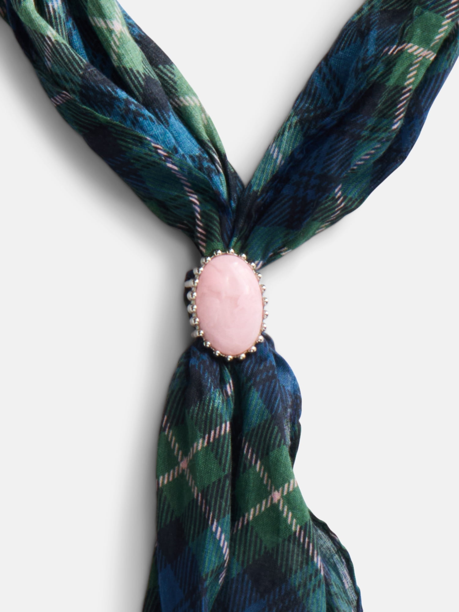 No Boundaries Women's Kite Scarf, Olive Blue Plaid