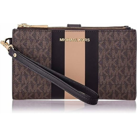 Michael Kors Adele Logo Stripe Smartphone Wallet,Black/Camel