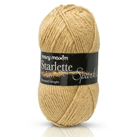 Mary Maxim Starlette Sparkle Yarn “Topaz” | 4 Medium Worsted Weight Yarn for Knit & Crochet Projects | 98% Acrylic and 2% Polyester| 4 Ply - 196