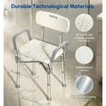 thumbnail image 5 of Bluelog Shower Chair with Arms and Back, 550lbs Limit, Height Adjustable, Bathtub Shower Seat Bench Stool for Elderly & Disabled, White, 5 of 7