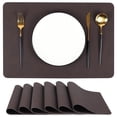 thumbnail image 1 of Manteles Individuales Reversibles Marrón  Juego de 6 Tapetes de Mesa Impermeables, Resistentes al Calor y Fáciles de Limpiar  Elegantes, Duraderos y Perfectos para el Uso Diario o Reuniones, 1 of 7