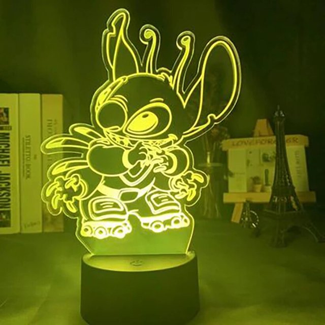 Disney STITCH & LILO figura de luz nocturna Led 3D para niños, decoración de habitación de cama, lámpara de Anime 3d, regalo de cumpleaños y Navidad para niños