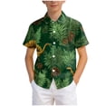 thumbnail image 5 of NOEGOEU Boys Button Down Hawaiian Shirt Short Sleeve Beach Shirt Kids Graphic Tees Tops 5-14 Years (Dark Green,10-11 Years), 5 of 6