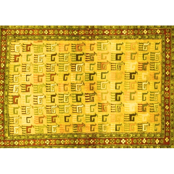 Ahgly Company Indoor Rectangle Persian Yellow Traditional Area Rugs, 2' x 5'