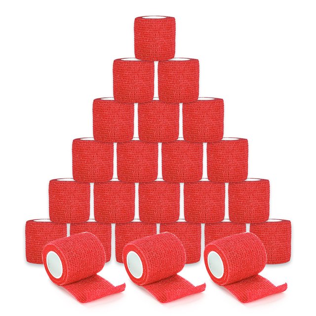Auto adhesivo Auto adhesivo Vendaje Wrap Tape Atlético Non-tejido Tela Mano Cubierta de compresión Roll para cuidado Hombres Red 24 Piezas Speravity CE001240-02