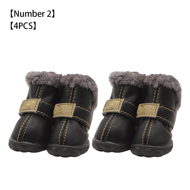 Methold 4pcs zapatos para mascotas botas de nieve impermeables cuero de la PU calzado de invierno para mascotas Ropa para mascotas negro Tipo 2 Methold PT000057-07B