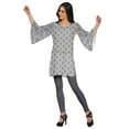 thumbnail image 3 of Moomaya Printed Indian Short Kurti Dress Poly Crepe Tunic Round Neck Mini Dress, 3 of 5
