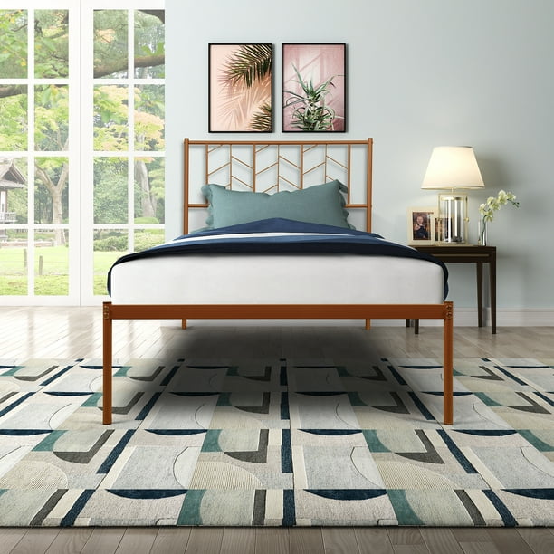 Twin Bed Frame With Headboard Uhomepro, Old Wooden Twin Bed Frame
