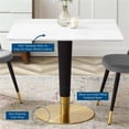thumbnail image 5 of Modway Zinque 35.5" Square Modern Wood/Metal Dining Table in White & Gold, 5 of 5