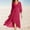 Wine, variant on Women Chiffon Spring V Neck Long Sleeves Pleated A Line Midi Length Wedding Guest Dress Swing Dress with Long Sleeves V Neck Maxi Dress for Women Wrap Dresses for Women Summer Daily Dresses for Women