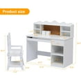 thumbnail image 5 of Juiluna Kids Desk and Chair Set, Wooden Study Table with Storage Shelf, Bulletin Board, Keyboard Stand and Pen Holder, Children School Learning Desk Set, Writing Table for Boys and Girls, White, 5 of 5
