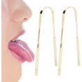 thumbnail image 3 of 2pcs Tongue Scraper Stainless Steel U Shape Tongue Cleaner for Oral Care Hygiene (Gold), 3 of 5