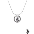 thumbnail image 2 of Delight Jewelry Silvertone Black Flying Butterfly Gymnastics Ring Charm Necklace, 18", 2 of 4