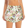 thumbnail image 3 of Uemuo Birds And Flowers Pattern Women's Athletic Shorts High Waisted Running Shorts with Liner Pockets Gym Elastic Workout Shorts-Large, 3 of 9