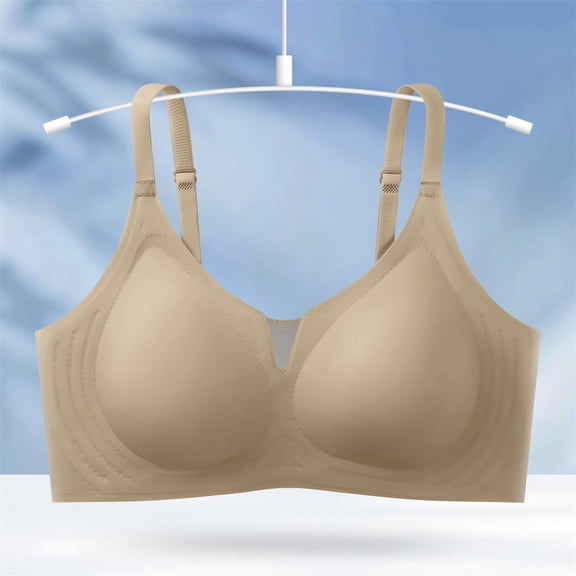 Fatuov Wireless Bralette for Women Breathable Fabric Full Coverage Push Up Bra Solid Color Everyday Bra 44B