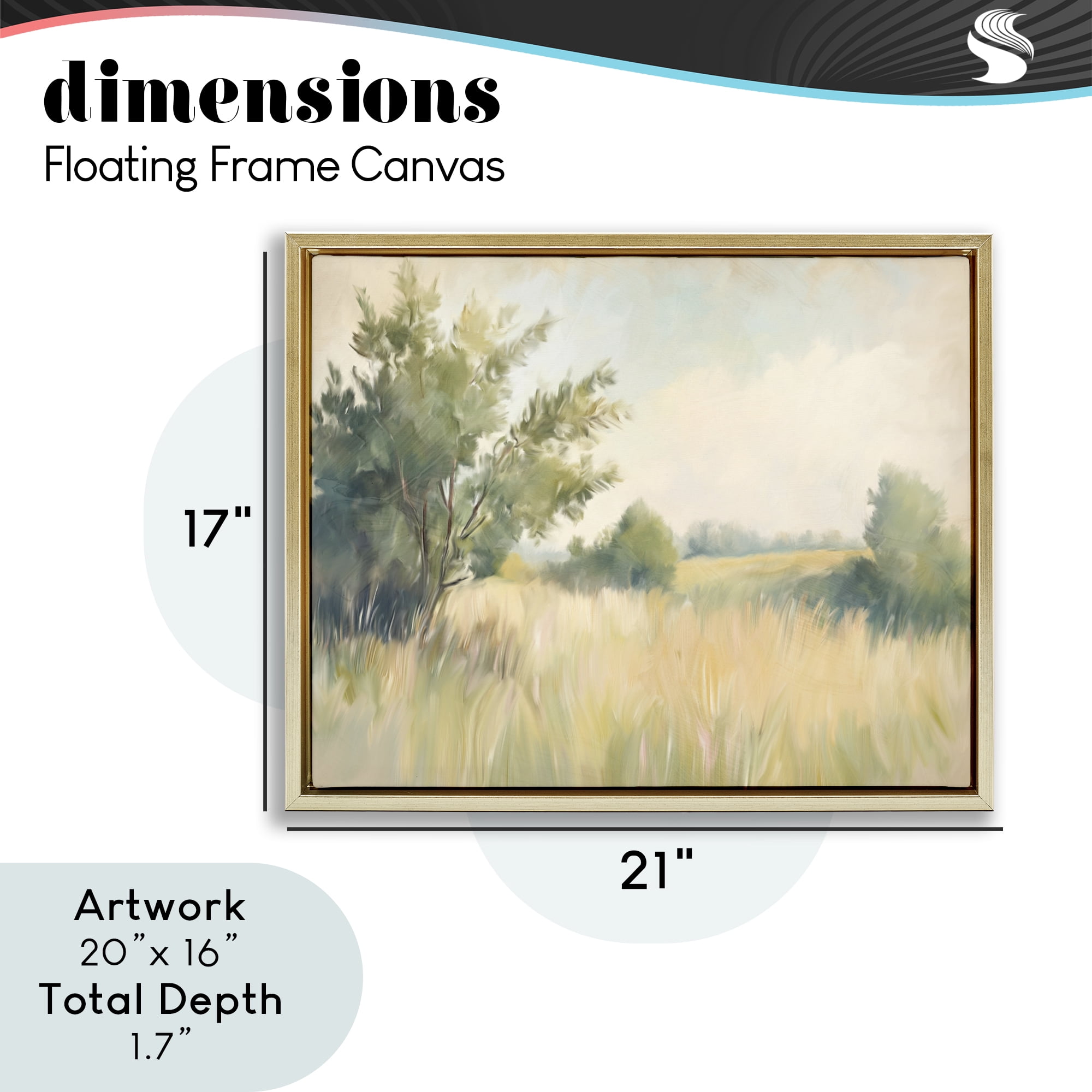 Stupell Industries Summer Green Meadow Gold Framed Floater Canvas Wall Art, design by Kim Allen
