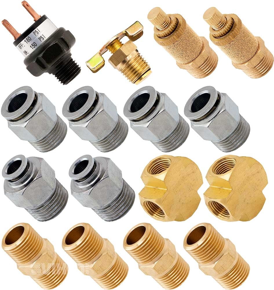 Vixen Air Set of Fittings for Four 3/8" NPT Air Valves using 3/8" and 1/4" OD Air Lines