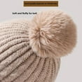 thumbnail image 3 of Winter Hat Scarf Set for Women Knit Balaclava Ski Mask with Face Mask, Warm Fleece Lined Beanie Hat with Pom Pom Bouble Adjustable Drawstring Windproof Hooded Hat for Outdoor Sports Women Gift, 3 of 5