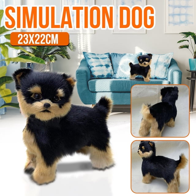Peluche de Yorkshire Terrier realista | Perro de peluche realista para niños | Regalo educativo sensorial | Yorkie negro de 23 cm