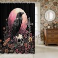 thumbnail image 2 of Manfei Gothic Skull Crow Shower Curtain 72Wx72L,Vintage Flowers Bathroom Curtain, 2 of 6