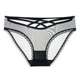 thumbnail image 2 of Arnsht Lace Panties for Women Cheeky Underwear Lingerie Crossover Strappy Hollow Out See Through Low Rise Thong Panty Black M, 2 of 4