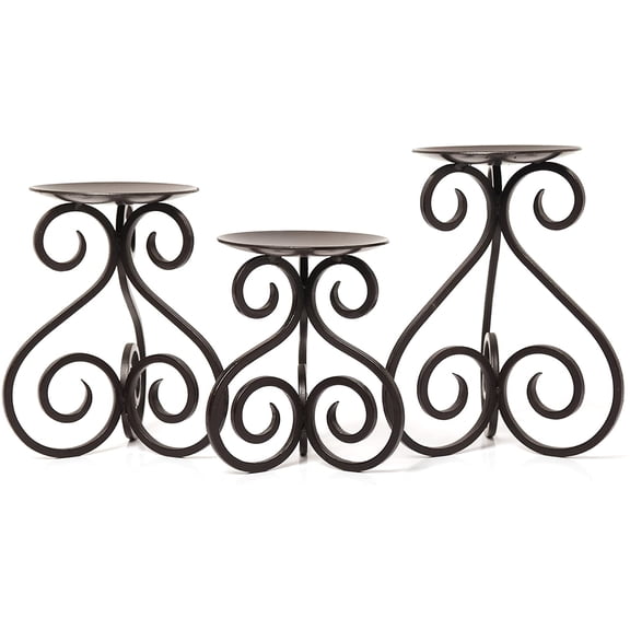 Hosley's Set of 3, Iron Pillar Candle Holders
