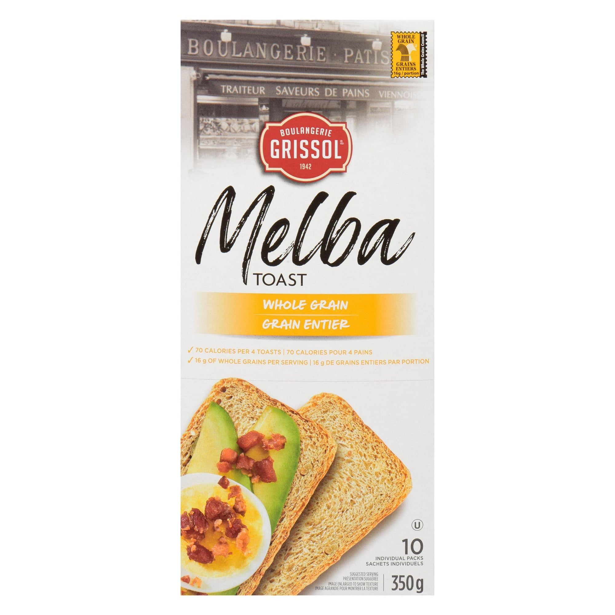 Boulangerie Grissol Melba Toast Whole Grain, Dare, Pack of 10, 350 g