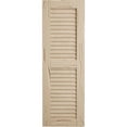 thumbnail image 3 of Ekena Millwork 15"W x 42"H Rustic Two Equal Louver Pecky Cypress Faux Wood Shutters (Per Pair), Primed Tan, 3 of 12
