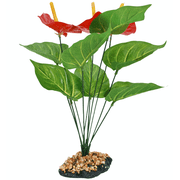 Komodo Anthurium, Artificial Plant, Green and Red, Aquarium Decor