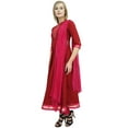 thumbnail image 2 of Atasi Designer Cotton Dupion Maroon Long Anarkali Suit Casual Women's Clothing - 4, 2 of 4