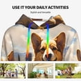 thumbnail image 4 of Fotbe Cute Corgi Sunflower Pattern Womens Long Sleeve Hoodie, Pullover Hooded Sweatshirt, Kangaroo Pocket Hoodie with Eye-catching Drawstrings-Small, 4 of 7
