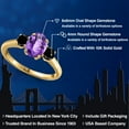 thumbnail image 2 of Gem Stone King 10K Yellow Gold Purple Amethyst and Black Diamond Engagement Ring for Women | 1.74 Cttw | Oval Checkerboard 8X6MM | Gemstone February Birthstone | Size 6, 2 of 6