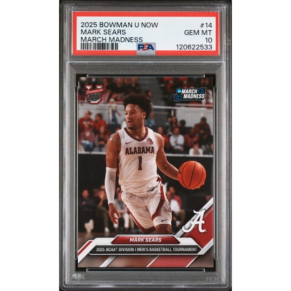 Graded 2025 Topps Bowman U Now Mark Sears #14 March Madness Rookie RC Basketball Card PSA 10 Gem Mint