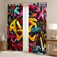 thumbnail image 3 of Homewish Cartoon Graffiti Black Out Curtains, Hip Hop Lover Curtains Pack of 2 (42x63 Each), Teens Kids Boys Girls Bedroom Curtains, Living Room Curtains Decor, 3 of 6