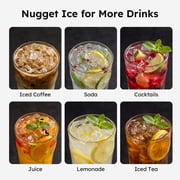 Simzlife Nugget Ice Maker Countertop, 44lbs per Day Soft Chewable Pebble Nugget Ice Machine, One-Touch Self-Cleaning with Touch Screen for Home, Kitchen, Office, Stainless Steel, Black