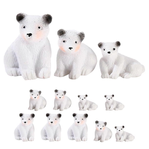 12pcs Mini White Bear Statue White Bear Figurine Simulation White Bear Decoration Home Decor