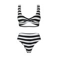 thumbnail image 5 of Honeii Black And White Stripes Print Women’s Bikini Set,Two Piece Swimsuit Bathing Suits,Stylish High Elasticity Swimwear for Beach and Pool, 5 of 7