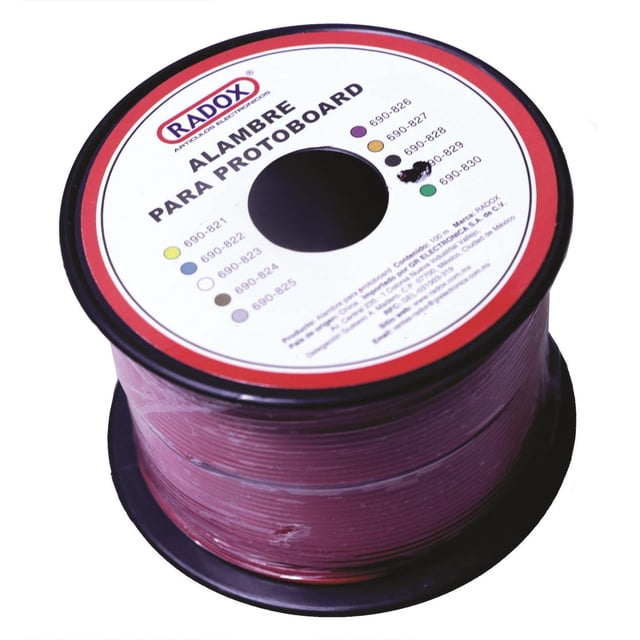 CARRETE DE 100M DE ALAMBRE ROJO PARA PROTOBOARD ESTAÑADO RADOX CH690-829