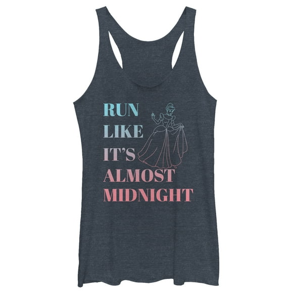 Women's Cinderella Run Like Midnight Racerback Tank Top Navy Blue Heather Small