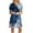 Dark Blue, variant on Women's Printed Summer Dress Short Sleeve Round Neck Casual Knee Length Dresses Blue L