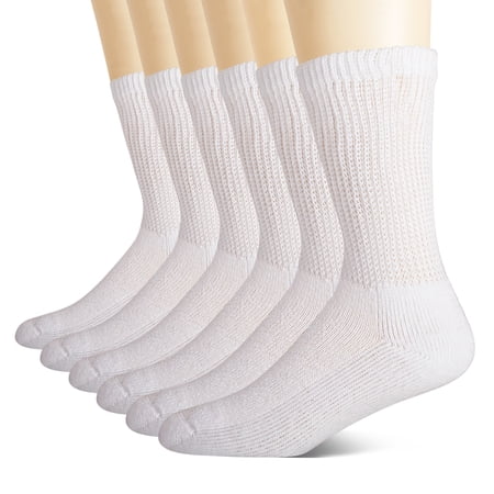Athlemo Socks for Men Women Non-Binding Diabetic Circulation-6 Pairs Loose Fit Crew Sock