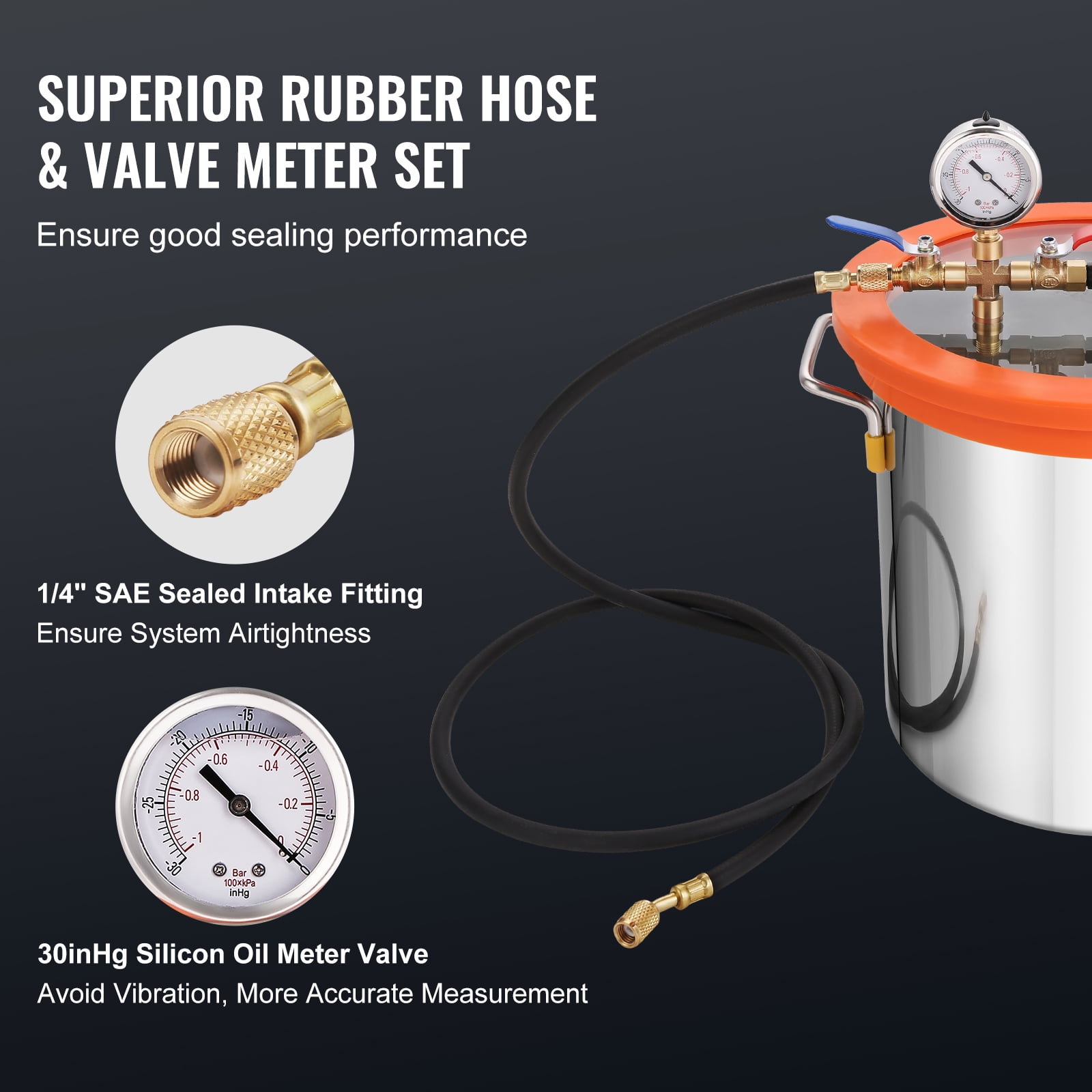 SKYSHALO 3 Gallon Degassing Chamber & 3.5 CFM Single Stage Pump Set, with Tempered Glass Top, Includes 250 ml Oil, Ideal for Wood Stabilization and Silicone & Epoxy Degassing