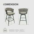 thumbnail image 6 of IVV Upholstered Swivel Bar Stools Set of 2, Linen Fabric Counter Dining Stools with Woven Backrest and Metal Legs, Gray, 6 of 10
