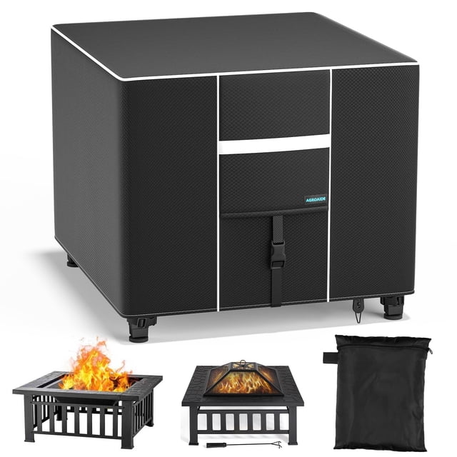 COSYUMI Cubierta para Hoguera, Cubiertas Cuadradas para Hogueras Impermeables 420D Resistentes a la Intemperie, Cubierta para Hoguera de Gas para Hogueras y Chimeneas Al Aire Libre, 44"Lx44"Wx25"H
