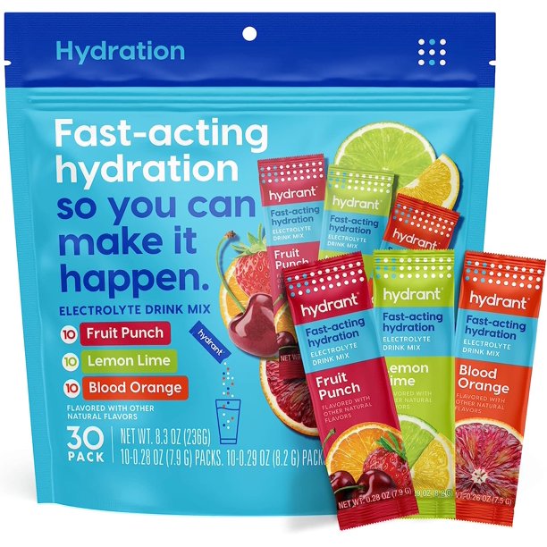 Hydrant Hydrate 30 Stick Packs, Electrolyte Powder Rapid Hydration Mix, Hydration Powder Packets