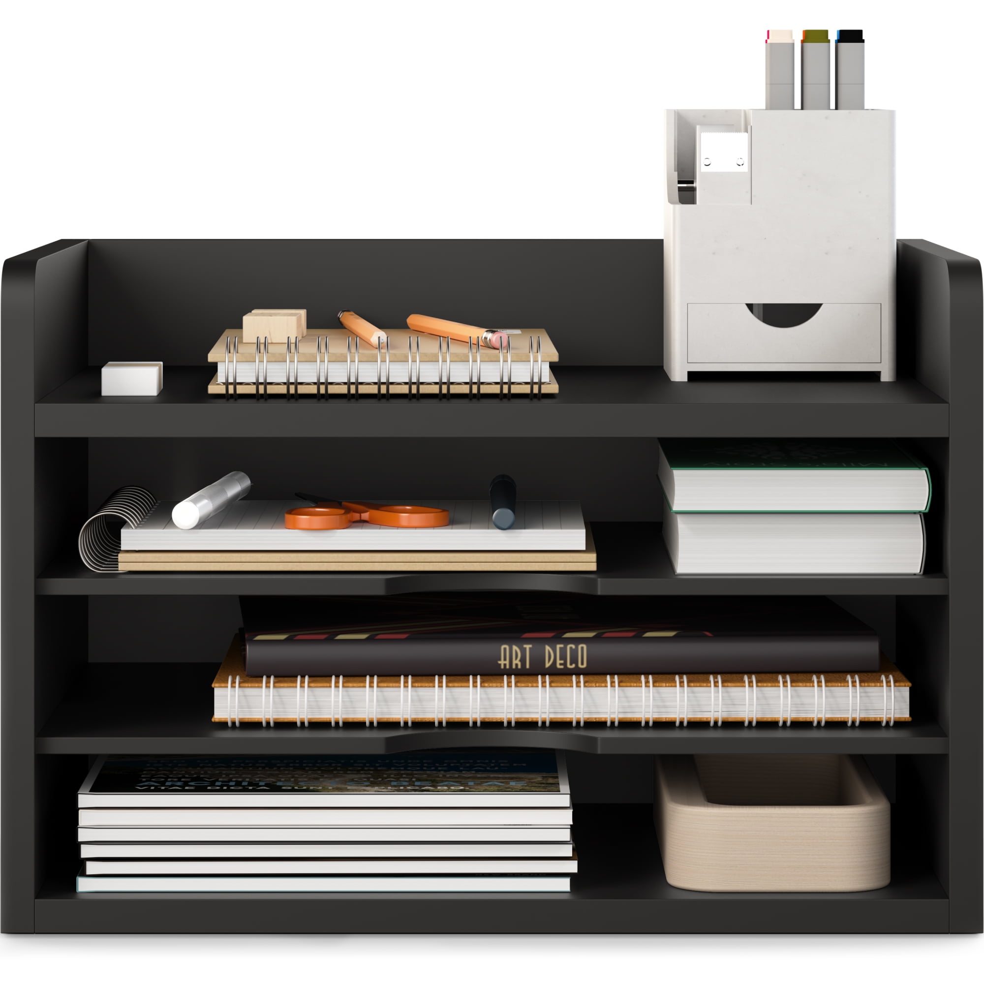 Ballucci 4-Tier Paper Organizer, Office Desk Organizer, Document Mail Sorter, Black