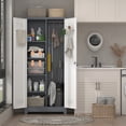 thumbnail image 4 of Metal Storage Cabinet with Lock,72" Garage Storage Cabinets with Hanging Rod & S-Hooks,Large Storage Cabinet with Shelves,Locking Tool Utility Closet for Home,Garage,Utility Room,Grey White, 4 of 9
