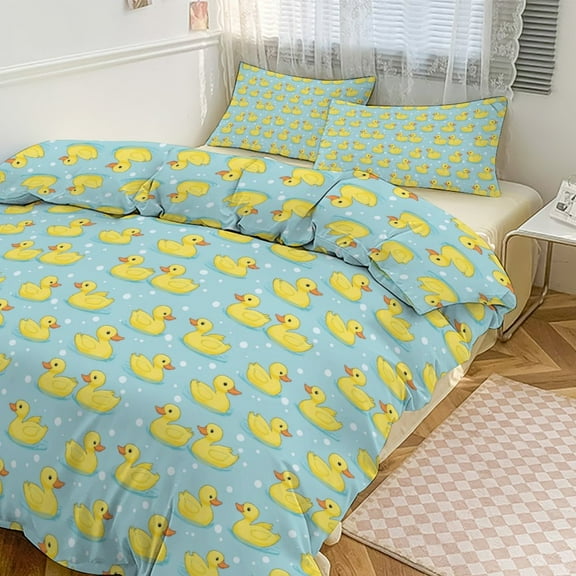 Cute Yellow Duck (47) Bedding Set Couple Bedclothes Pillowcase Customized Home Textiles Bed Set for Bedroom Decoration